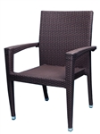 Wicker Arm Dining Chair with  Coffee Weave