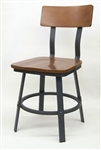 Walnut Wood Industrial Chair w/ Black Met