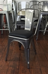 Pewter Glossy Industrial Chair Padded Seat