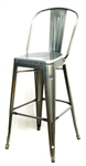Industrial Bar Stool Seating in Pewter Glossy Finish