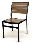 Pecan Teak Aluminum Slats Patio Chair Black Frame