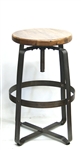 Metal Swivel Bar Stool Adjustable Wood Seat