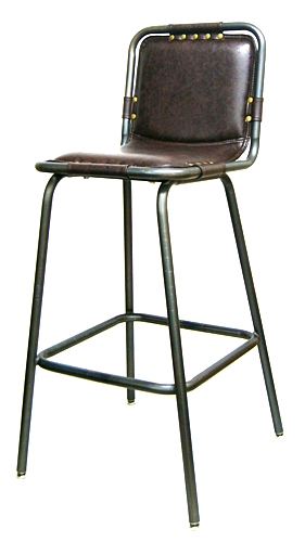 Industrial Bar Stool Padded Grommets Seat Design