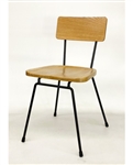 Industrial Metal Chair w/ Oak Wood Natural