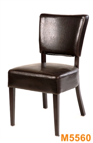 Upholstered Espresso Leather Grain Dining Chair