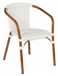 Rattan White Wicker Outdoor Stacking Arm Chair
