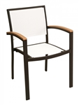 Mesh Weave Outdoor Chairs with Teak Wood Arm