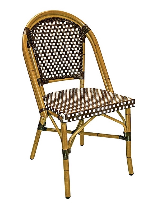Rattan  Aluminum Bistro Chairs: Chocolate/Ivory