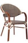 Rattan Stacking Patio Arm Chair:  Brown / Beige