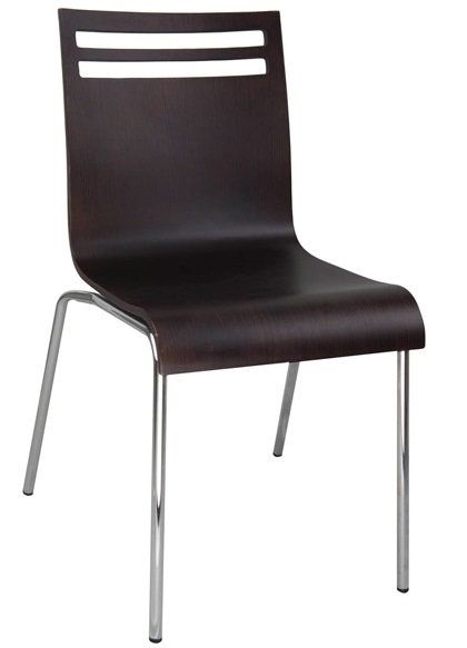 Bent Wood Espresso Stacking Chair. Real Wood Veneer Seat & Back.