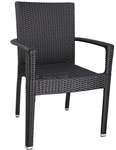 Wicker Black Dining Arm PVC Chair