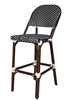 Rattan Bistro Aluminum Chairs; Black & White  Dark Bamboo with Black/White "High Density" weave