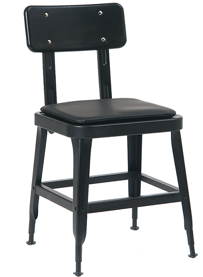 Black Metal Industrial Chair Padded Seat