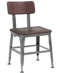 Industrial Wood Back Gun Metal Restaurant Chair