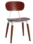 Mahogany Wood / White Metal Industrial Dining Chair