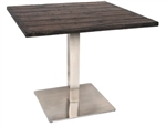 Rustic Tabletop with Stainless Steel SQ. Base