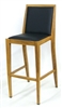 Modern Upholstered Wood Grain Metal Bar Stool: Oak
