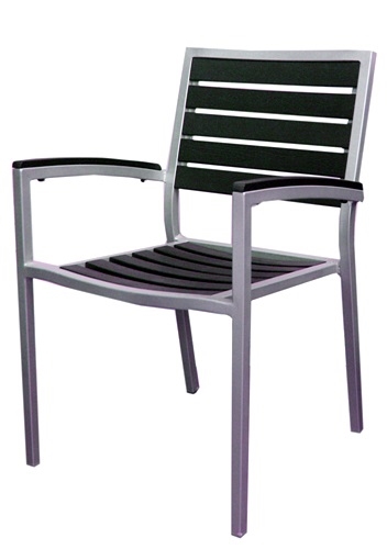 Black Teak with Silver Frame  Arm Chairs