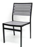 Gray Teak Slat Outdoor Black Arm Chair