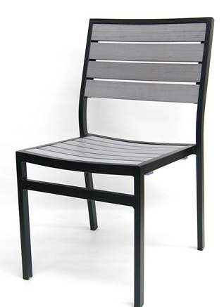 Restaurant Teak Faux Grayish Side Aluminum Chairs