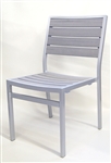 Gray Teak Silver Frame Faux Wood Chair