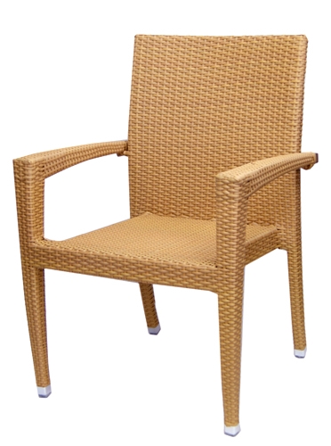 Outdoor Restaurant Wicker Arm Chair w Cuffs