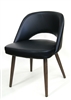 Black Upholstered Seat & Back; 2" thick seat, and Walnut Grain Metal Legs,