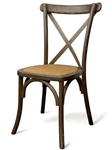 Cross Back Walnut Wood Chair with Hemp Seat