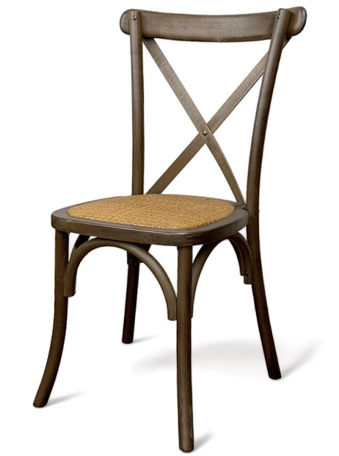 Cross Back Walnut Chair w/ Hemp Seat