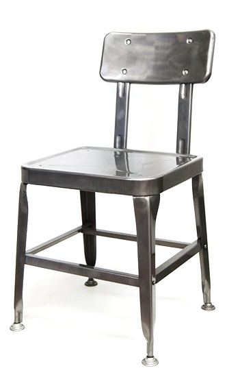 Pewter Glossy Industrial Metal Chair
