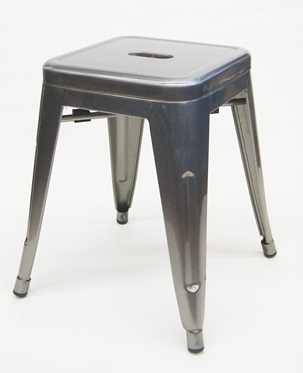 Industrial Metal Bar Stool Backless: Pewter Glossy