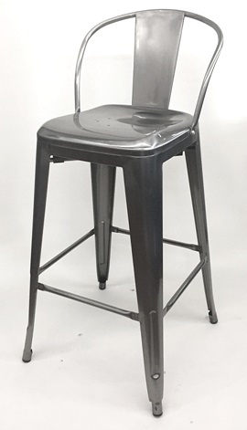Pewter Industrial Silver Bar Stool Seating