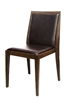 Upholstered Wood Grain Metal Dining Chair: Cognac