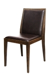 Upholstered Wood Grain Metal Dining Chair: Cognac