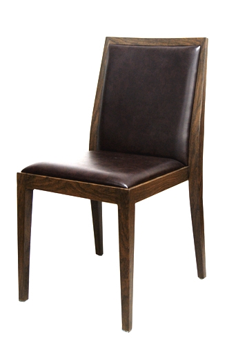 Modern Wood Grain Metal Upholstered Dining Chair