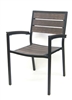 Teak Slat Chair, Weathered Mocha design, with Black Powder Coated Arm Chair Frame