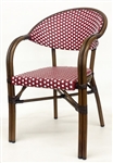 Rattan Aluminum  Red/White Weave  Arm Chair