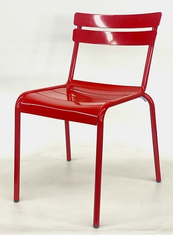 Outdoor Patio Metal Chair Red Multi-Slat
