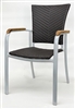 Espresso Wicker Teak Arm Dining Chair