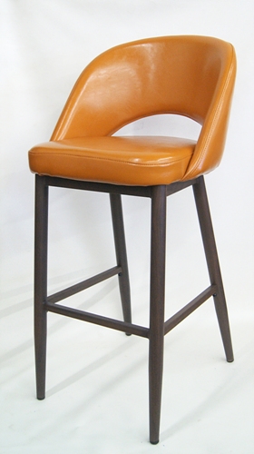 Wood Grain Metal Orange Upholstered Bar Stool