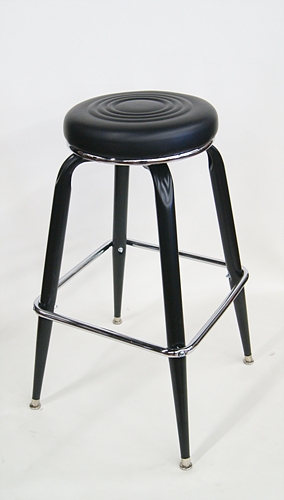 Modern Counter Bar Stool with Black Padded Swivel Seat
