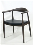 Modern Wood Grain Metal Arm Chair with Floating Back