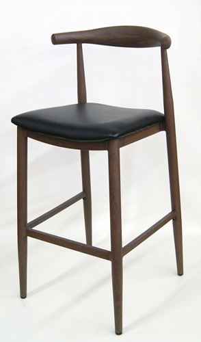 Wood Grain Metal Bar Stool with Curved Floating Back