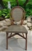 Parisian Bistro chair, dark bamboo powder coated frame, oval back brown/black mesh weave, in stock