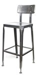 Industrial Metal  Bar stool in Pewter Glossy