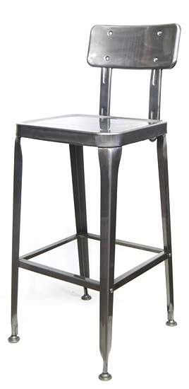 Industrial Metal  Bar stool in Pewter Glossy