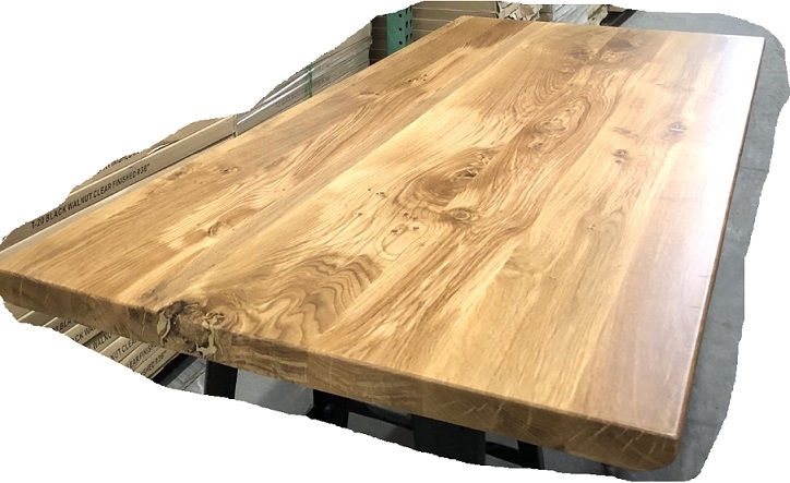 Live Edge Plank Oak Farm Wood Table Top  2"