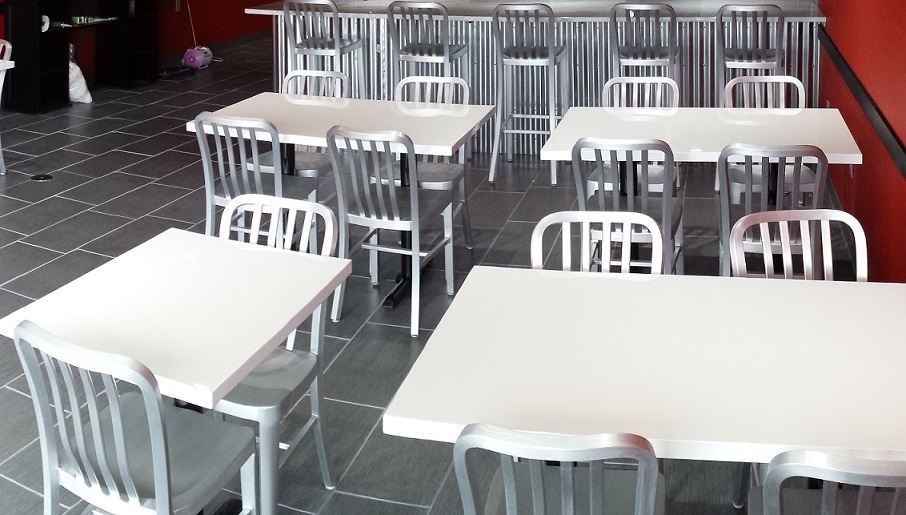 White Glossy Resin Restaurant Tables