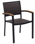 Black Wicker Teak Arm Chair