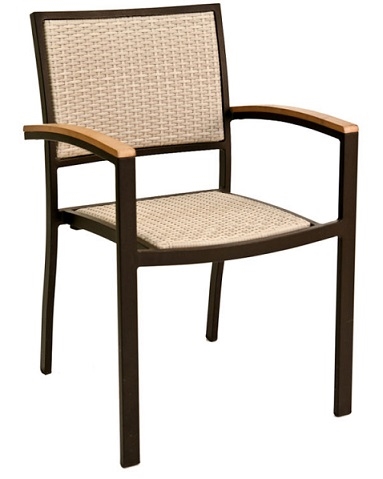 Natural Wicker Black Frame Arm Dining Chair